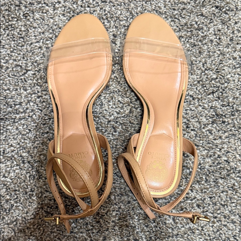 Vince Camuto Clear and Tan Women's Sandals